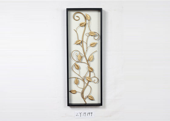 Wooden Framed Metal Floral Design Wall Art Decoration For Home Gallery Hotel