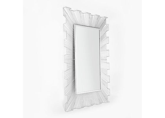 Rectangle Framed Silver Concavo-Convex Modern Metal Wall Art Mirror For Home Decoration